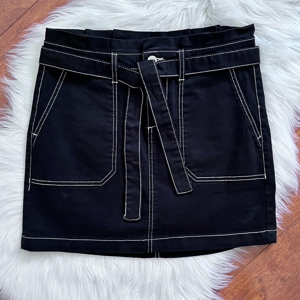 Blue Spice High Waist Paperbag Black Denim Skirt-Size 5